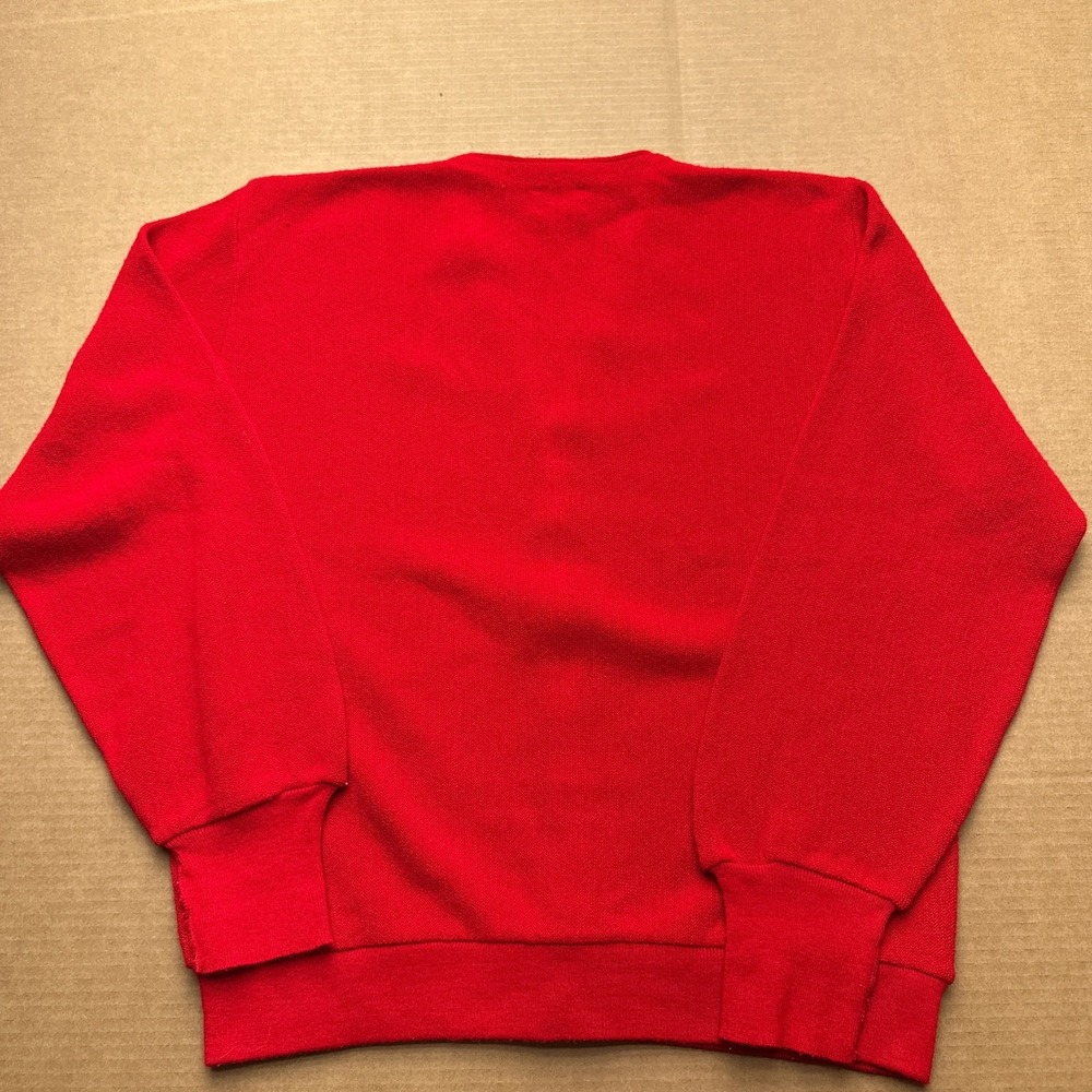 Izod Lacoste Vintage USA Cardigan Sweater Mens Sz L Red Pullover Long Sleeve - Picture 3 of 7